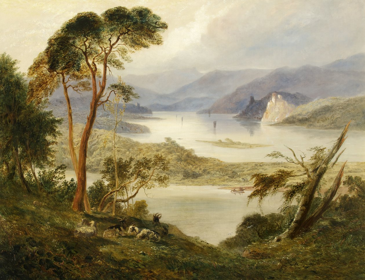 Oberwesel avec le château de Schönburg, sur le Rhin, 1840 - Joseph Murray Ince