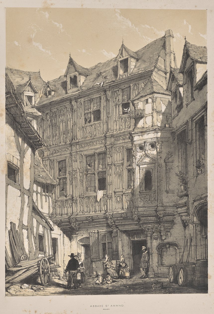 Architecture du Moyen Âge: Abbaye St. Amand, Rouen - Joseph Nash