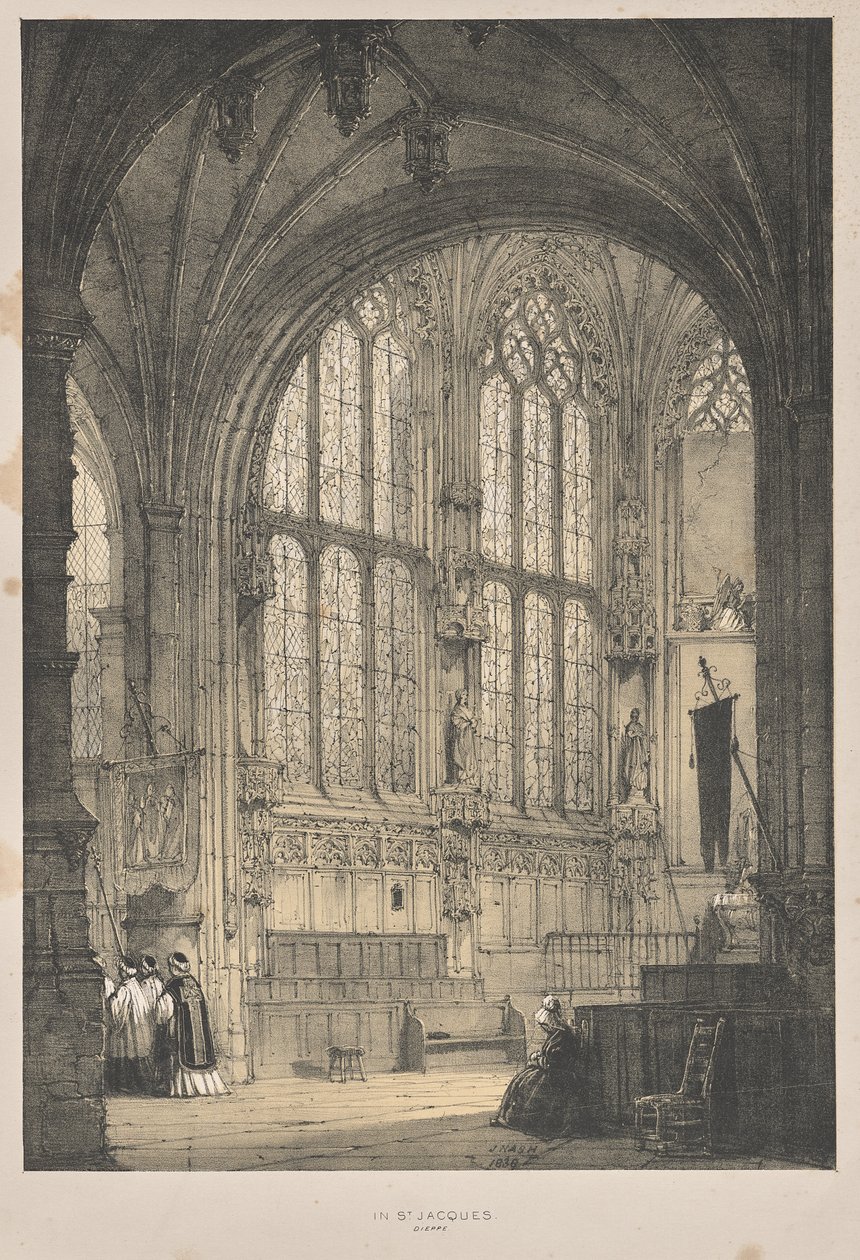 Architecture du Moyen Âge: À St. Jacques, Dieppe, Extrémité Est, Intérieur - Joseph Nash