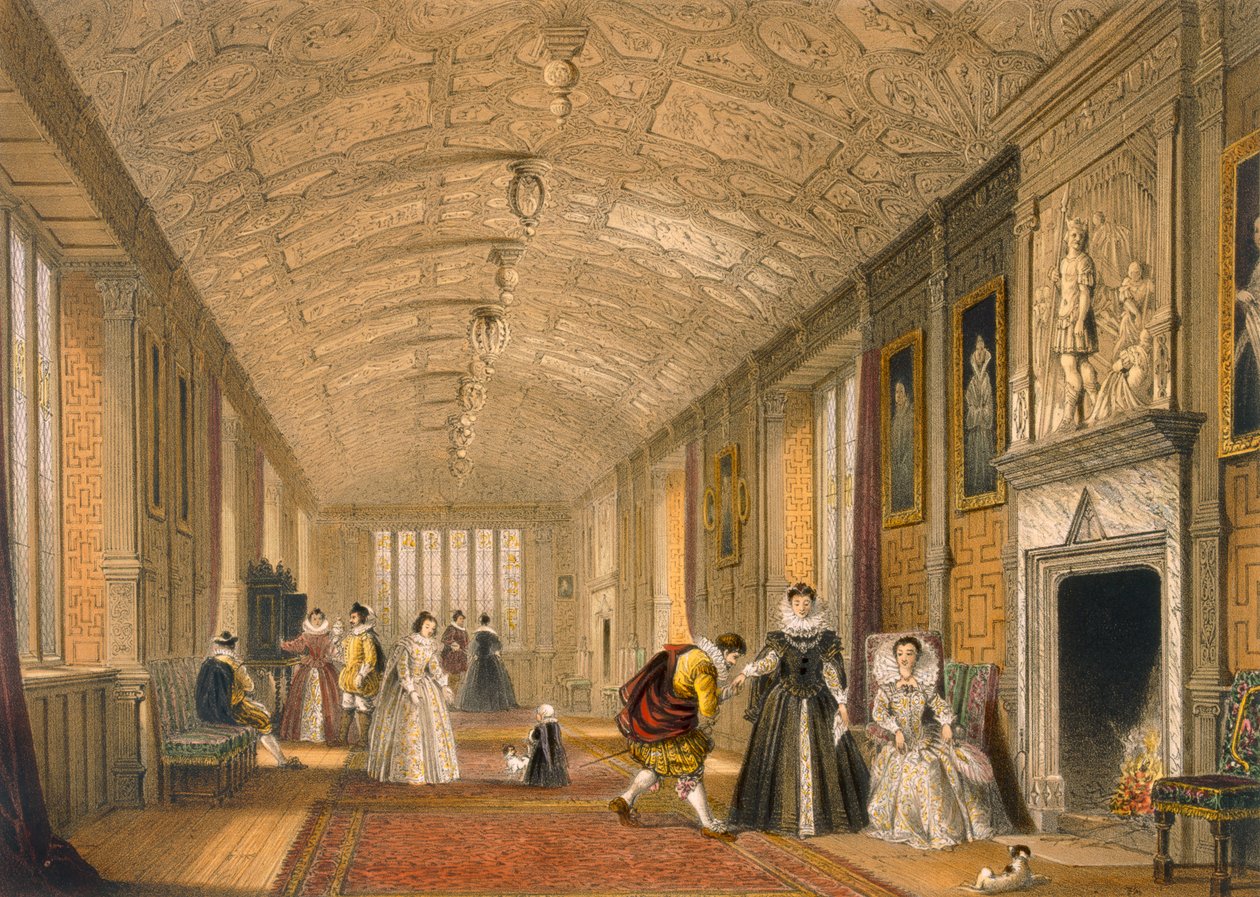La Longue Galerie à Lanhydrock, Cornouailles - Joseph Nash