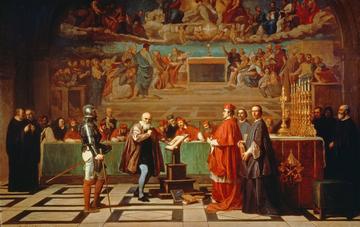 Galileo Galilei (1564-1642) devant les membres du Saint-Office au Vatican en 1633, 1847 - Joseph Nicolas Robert Fleury