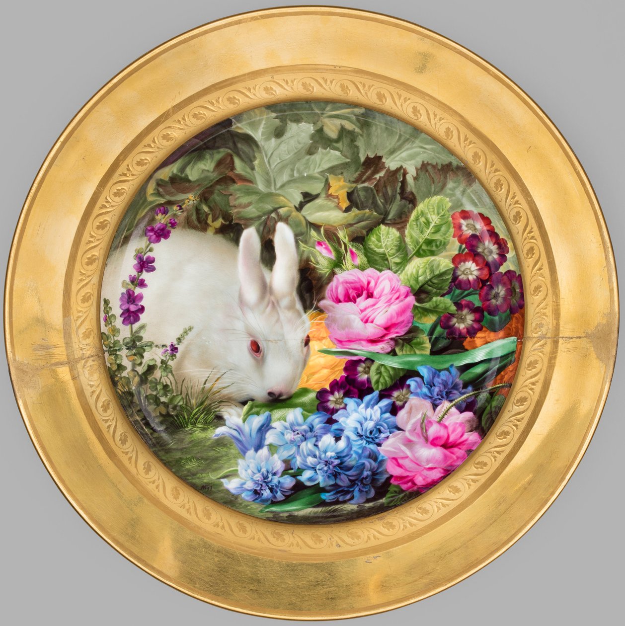Assiette avec lapin blanc - Joseph Nigg