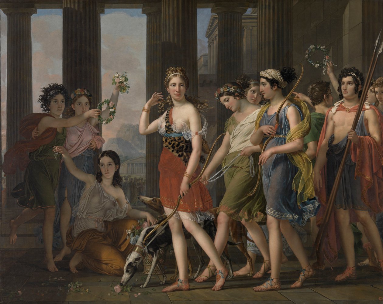 La belle Anthia conduisant ses compagnes au temple de Diane à Éphèse, vers 1820 (huile sur toile) - Joseph Paelinck