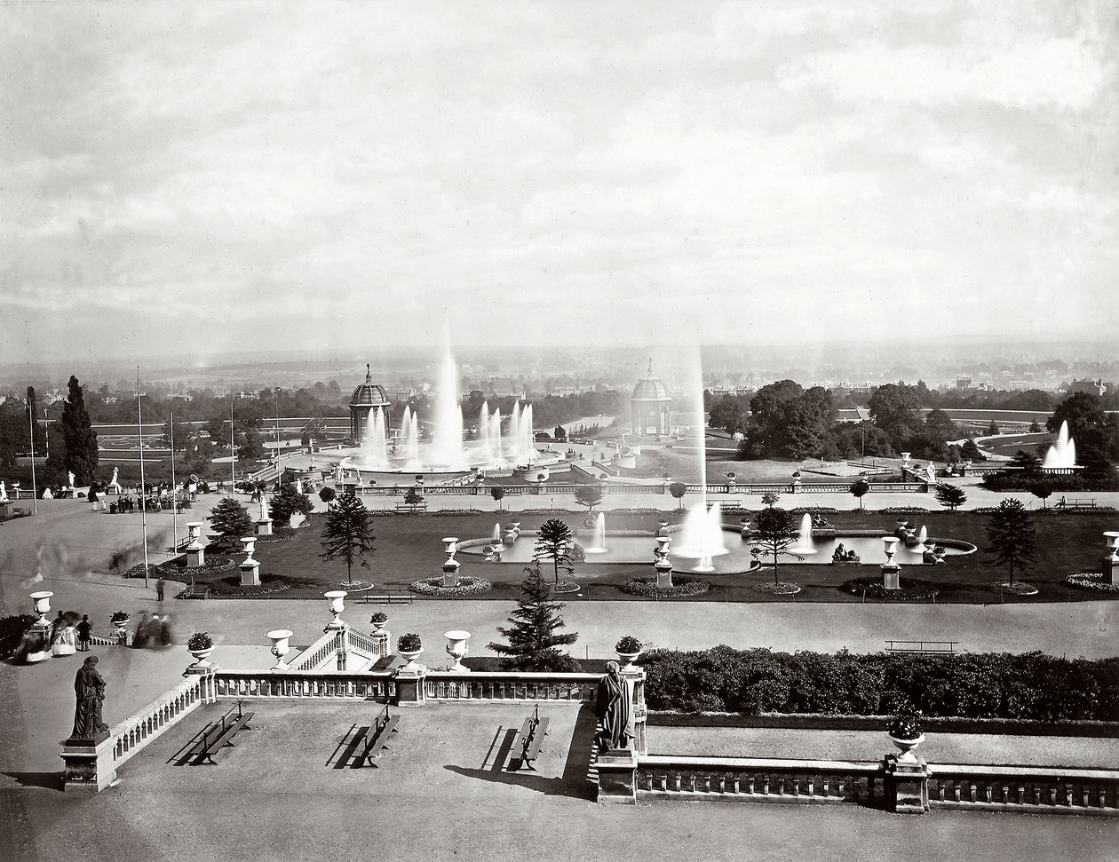 Le Crystal Palace à Londres : terrasses et fontaines, c.1870 - Joseph Paxton
