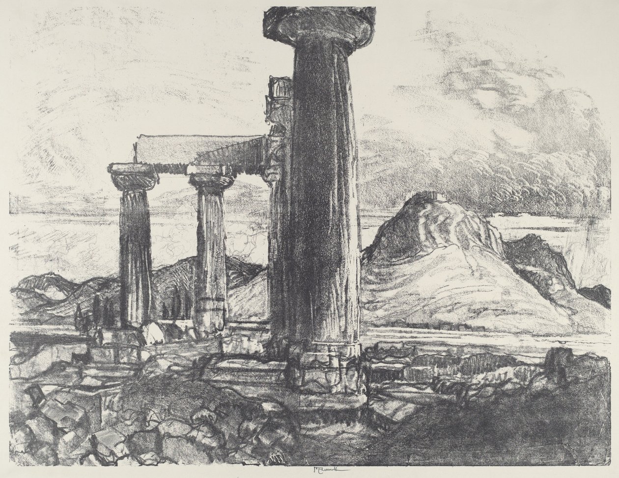 Acro, Corinthe depuis Corinthe - Joseph Pennell
