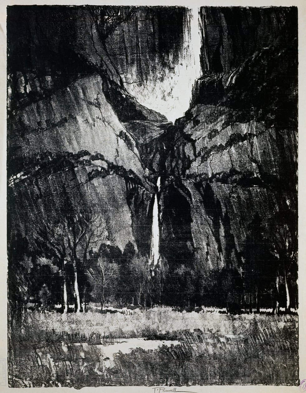 Au pied de la cascade, par Joseph Pennell (1857-1926), gravure - Joseph Pennell