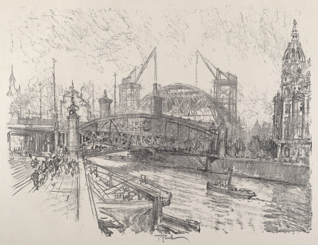Construction de la gare Freidrich-Strasse - Joseph Pennell