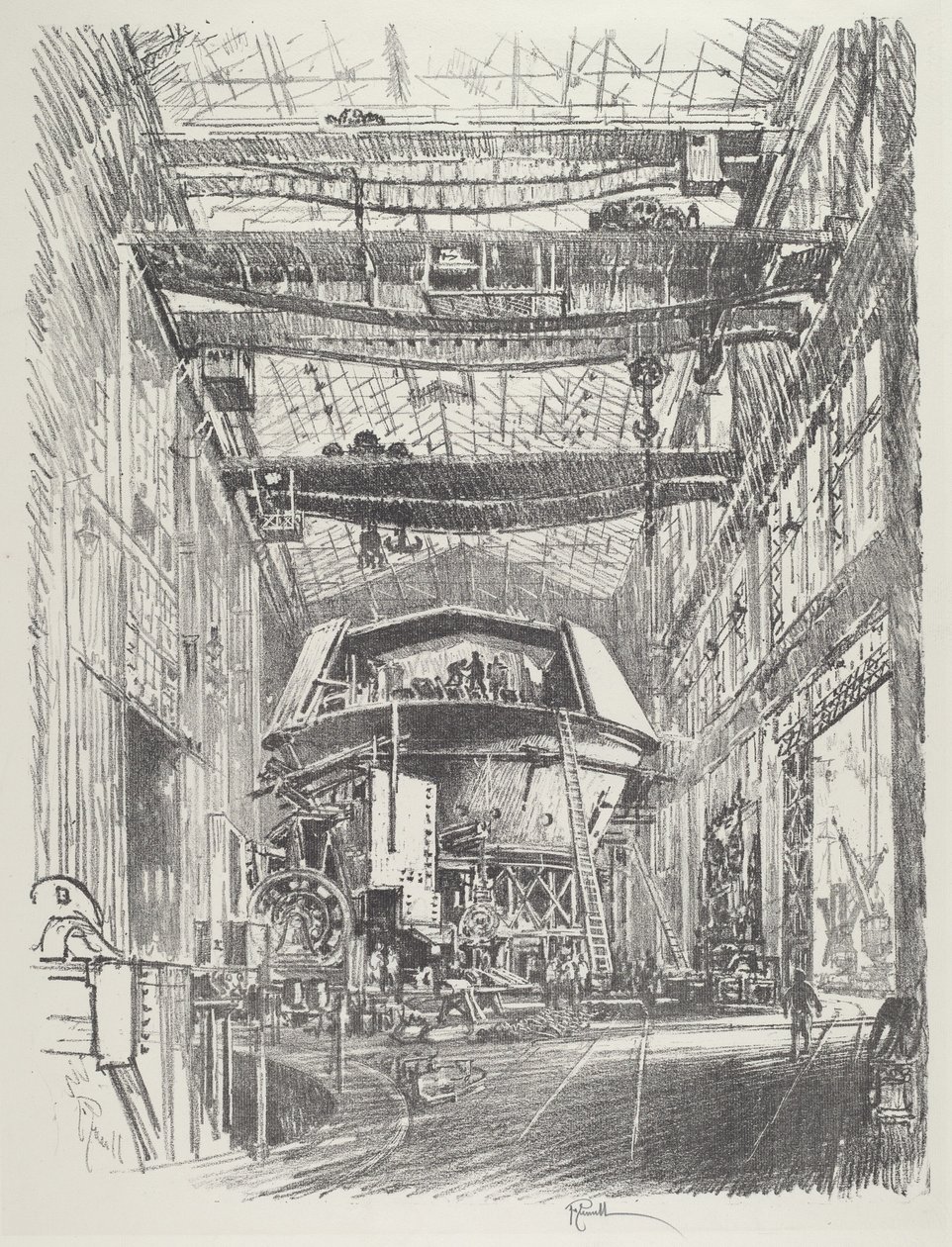 Construction de la grande tourelle, 1916 - Joseph Pennell