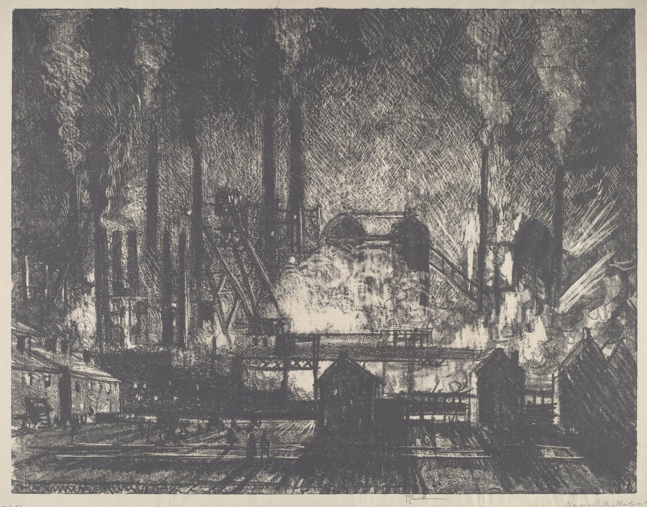 Changement de quart, Charleroi, 1911 - Joseph Pennell