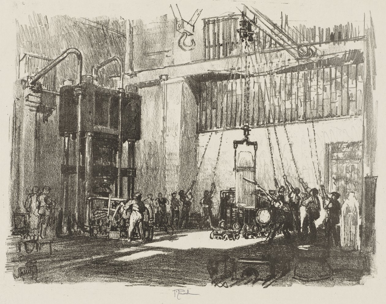 Travail de guerre anglais : Embouteillage du gros obus - Joseph Pennell