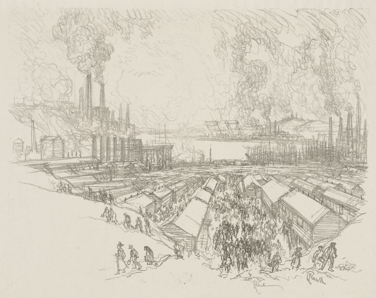 Travail de guerre anglais : Cinq heures - Joseph Pennell