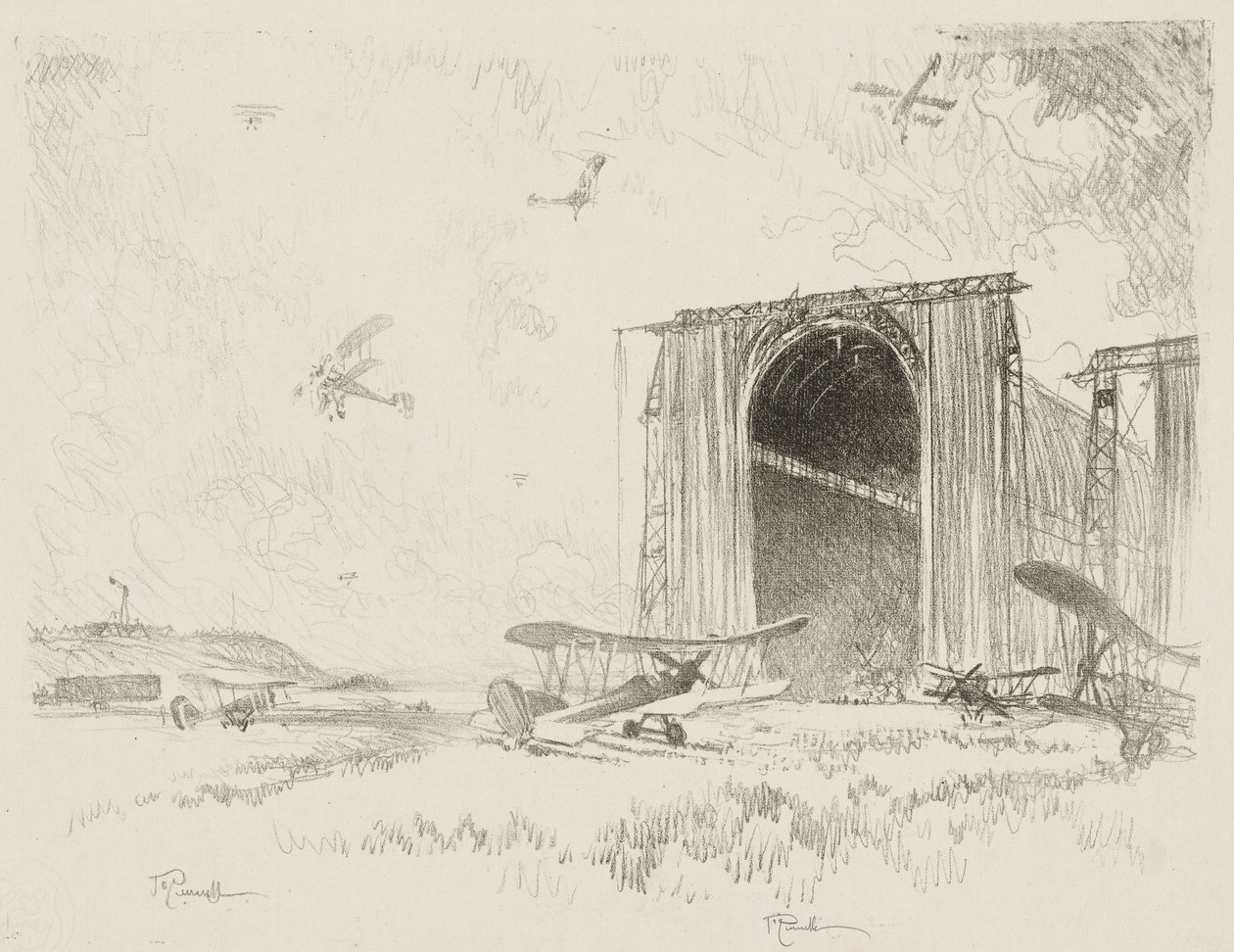 Travail de guerre anglais : Le Hangar à ballons - Joseph Pennell