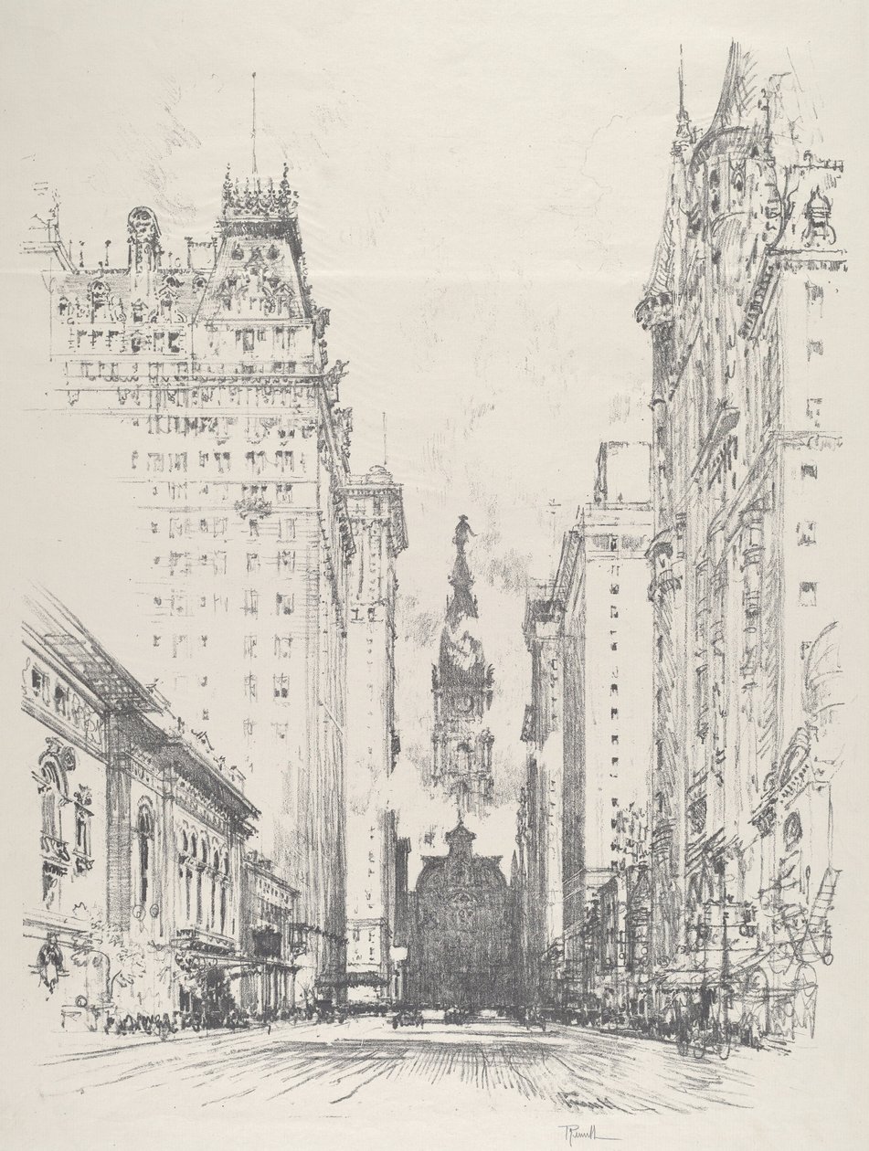 Vue de Broad Street depuis Spruce Street - Joseph Pennell