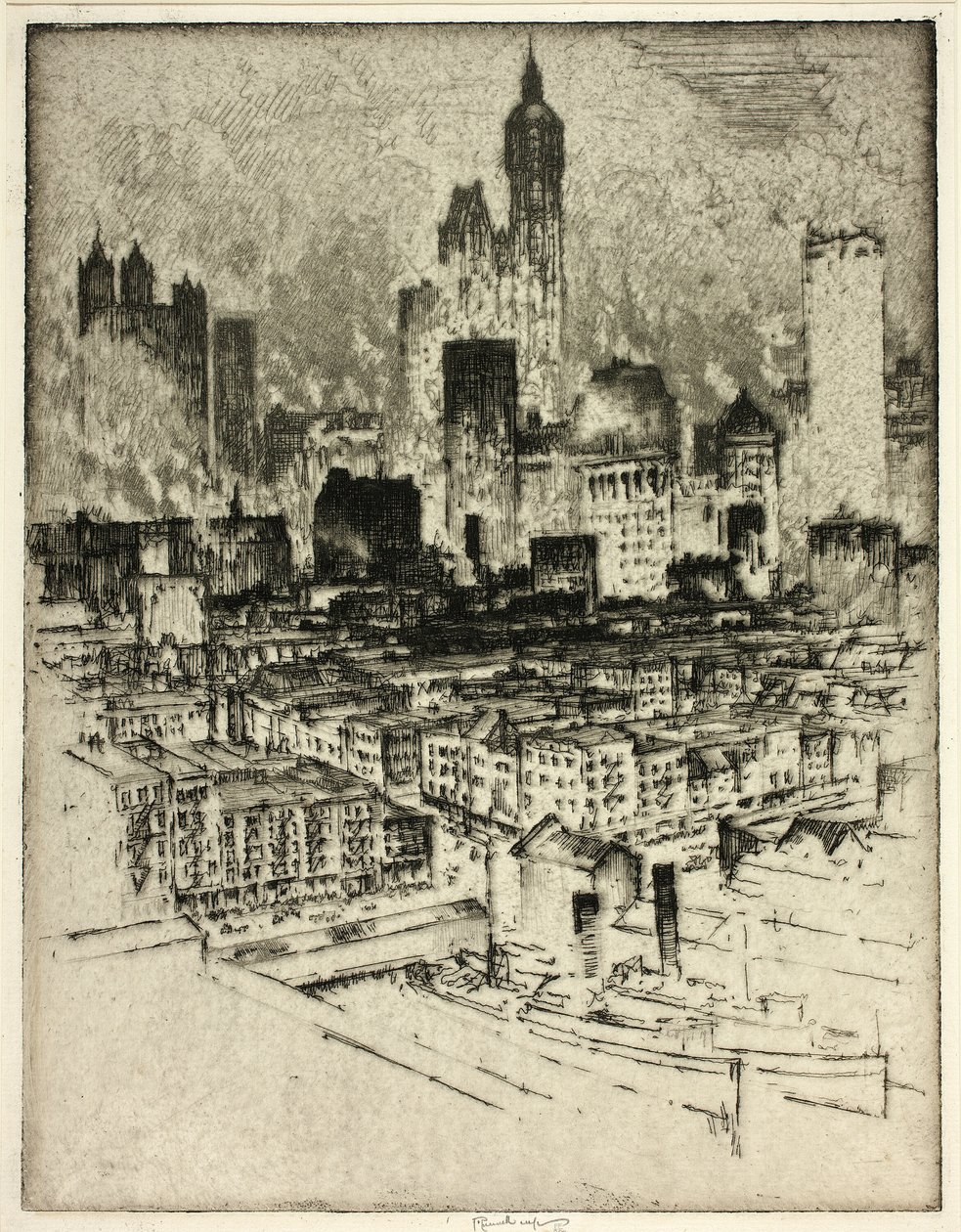 New York, depuis le pont de Brooklyn - Joseph Pennell