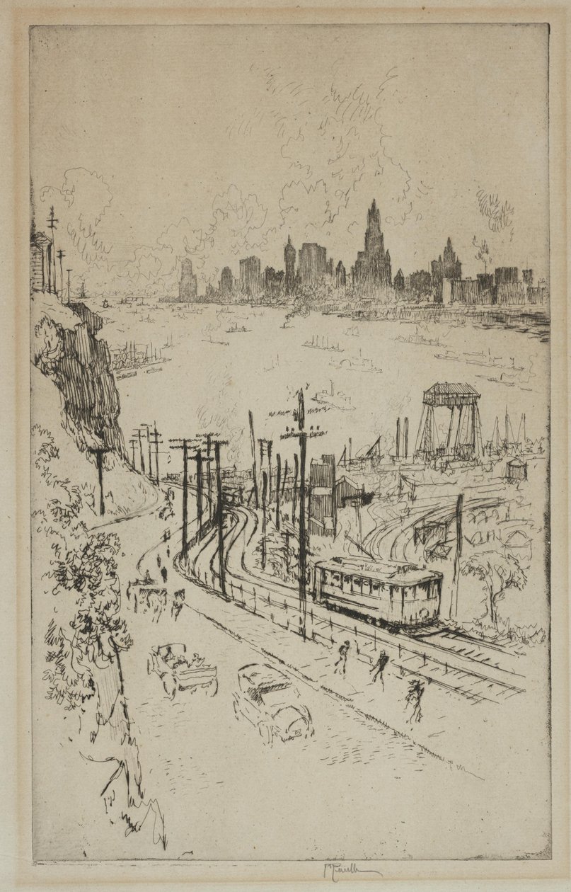 New York, depuis le New Jersey - Joseph Pennell