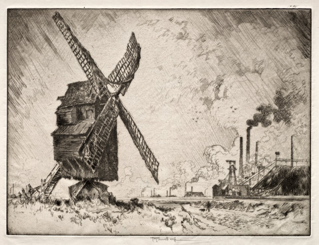 Vieux et nouveaux moulins, Valenciennes, France - Joseph Pennell