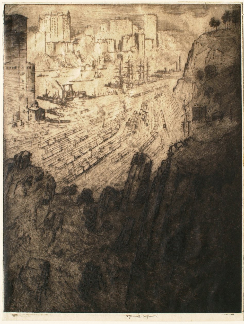 Palisades et palais, New York - Joseph Pennell
