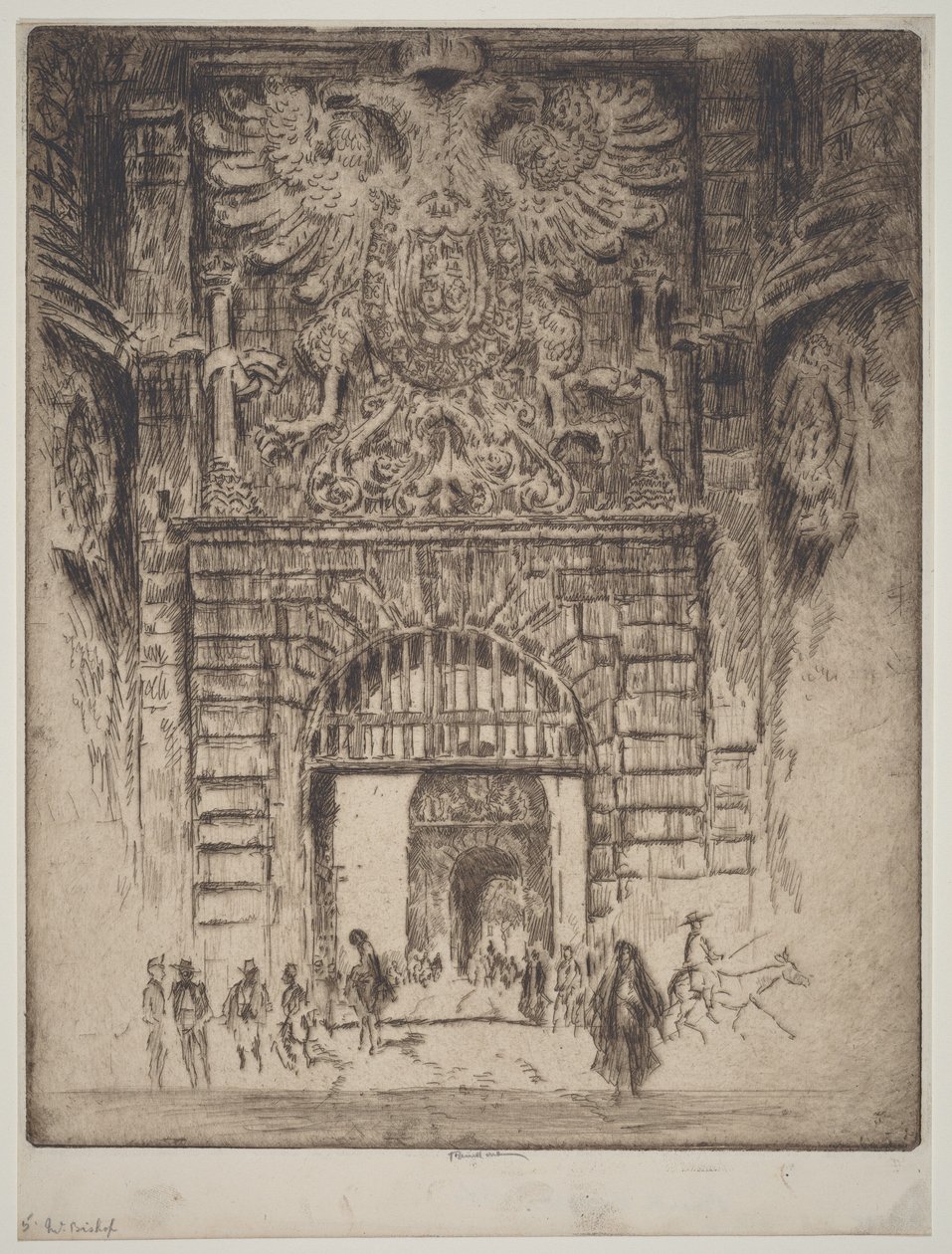Puerta de Bisagra, porte de Madrid, Tolède - Joseph Pennell