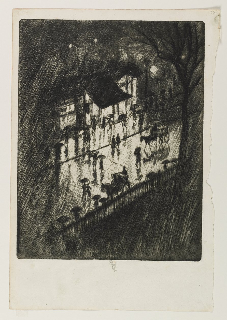 Nuit pluvieuse, magasins de Charing Cross, 1903 - Joseph Pennell