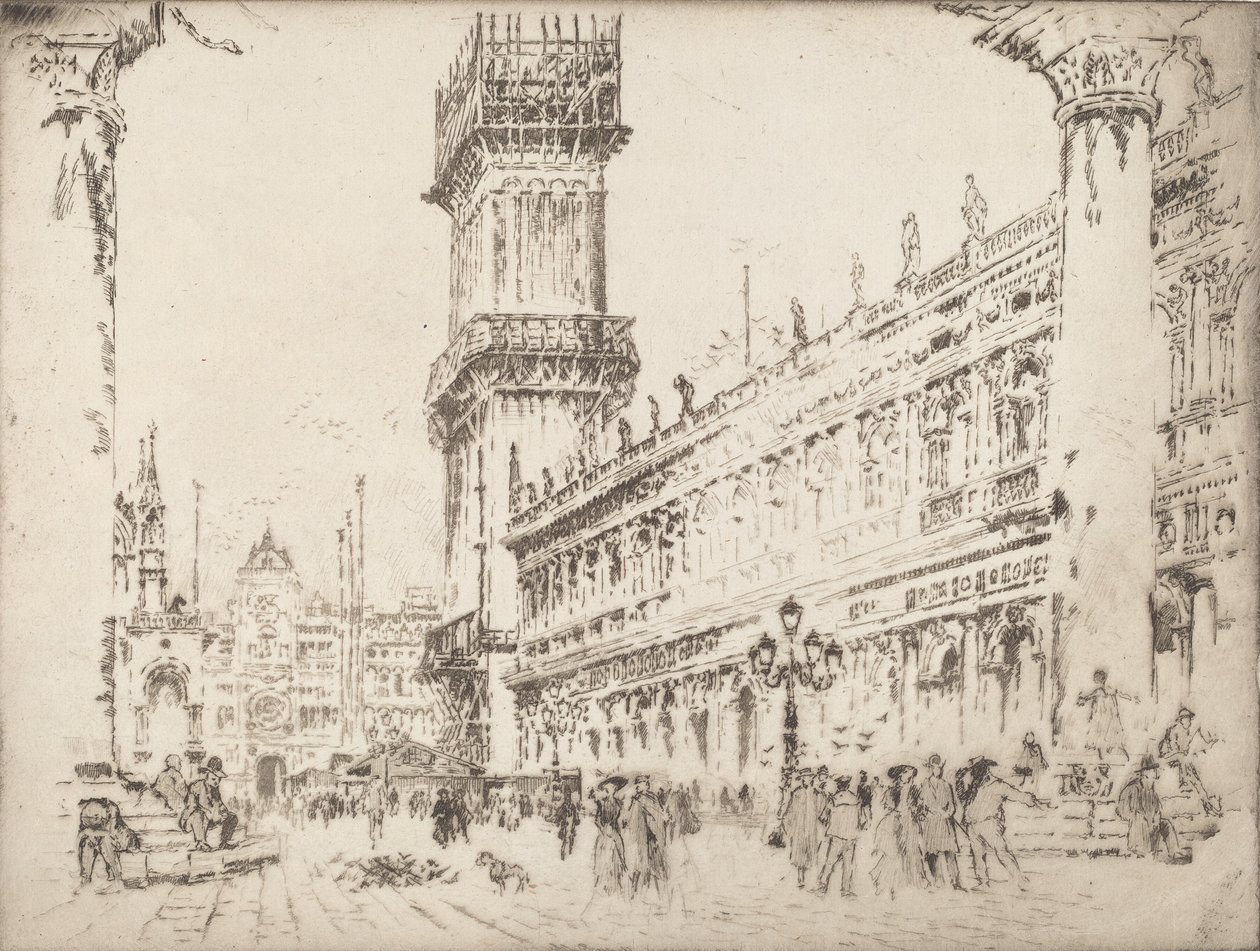 Reconstruction du Campanile, Venise, No.II - Joseph Pennell