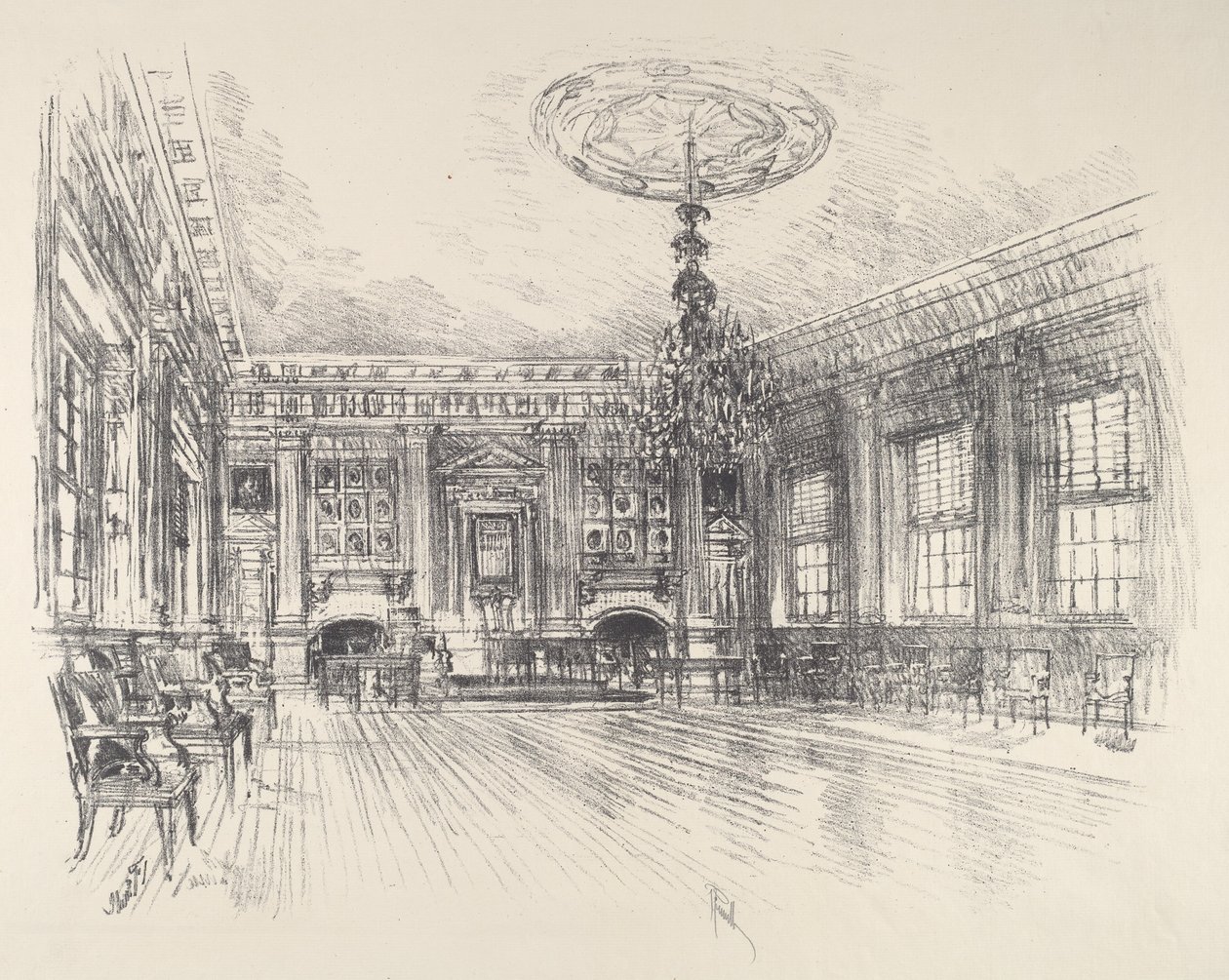 Salle des signataires, Independence Hall, 1912 - Joseph Pennell