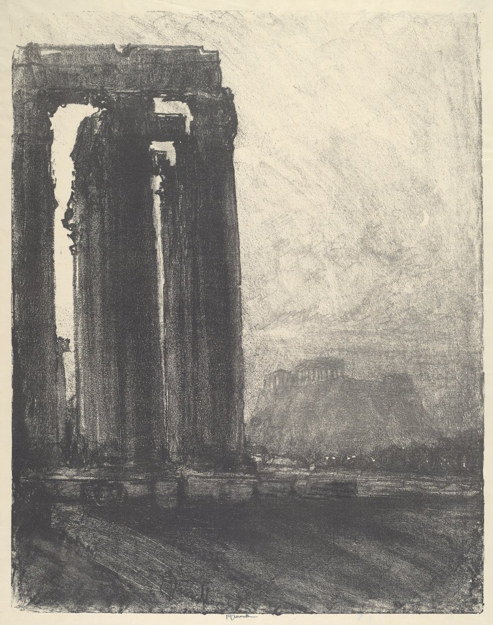 Temple de Jupiter, Soir - Joseph Pennell