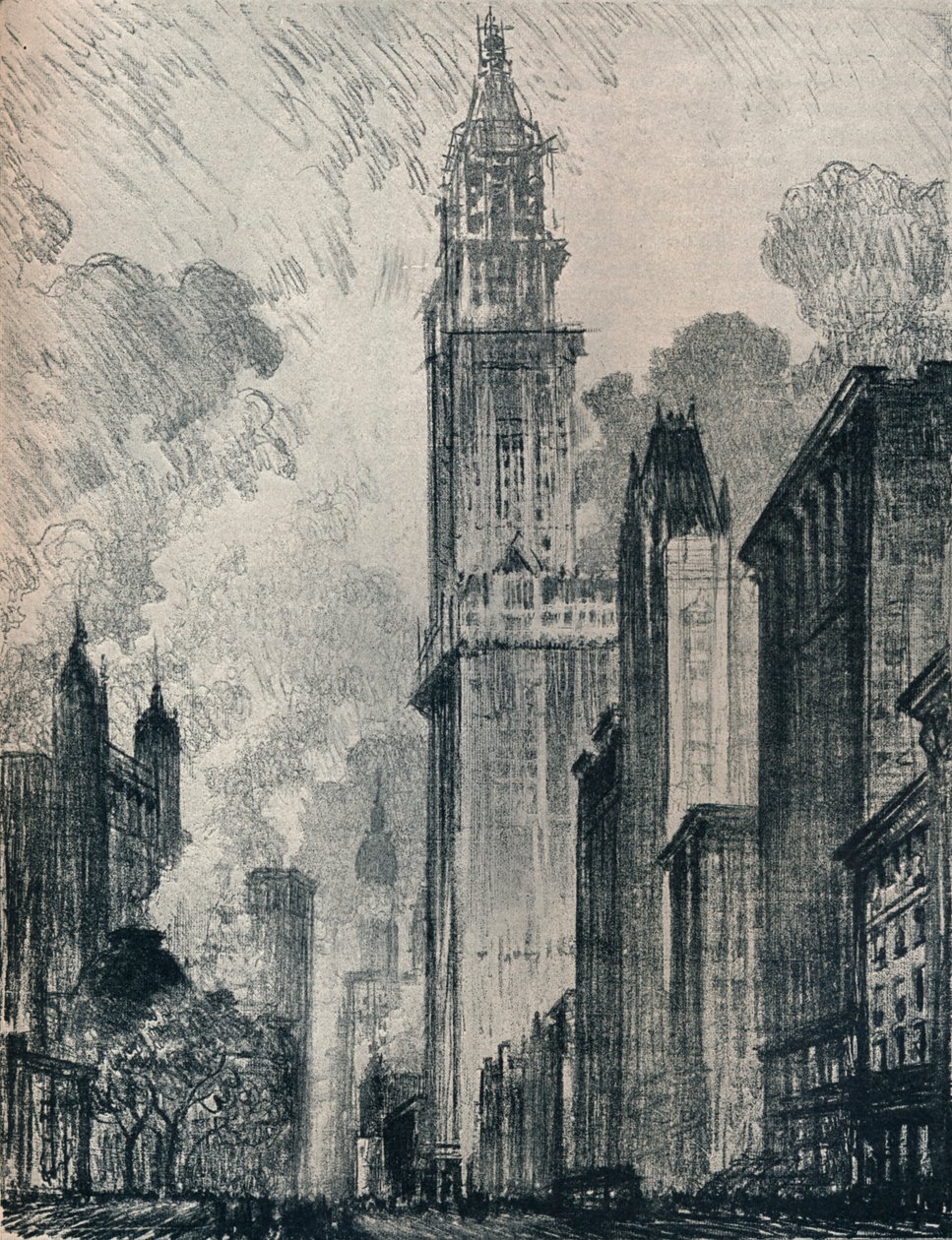 Le Broadway et le Woolworth Building, New York - Joseph Pennell