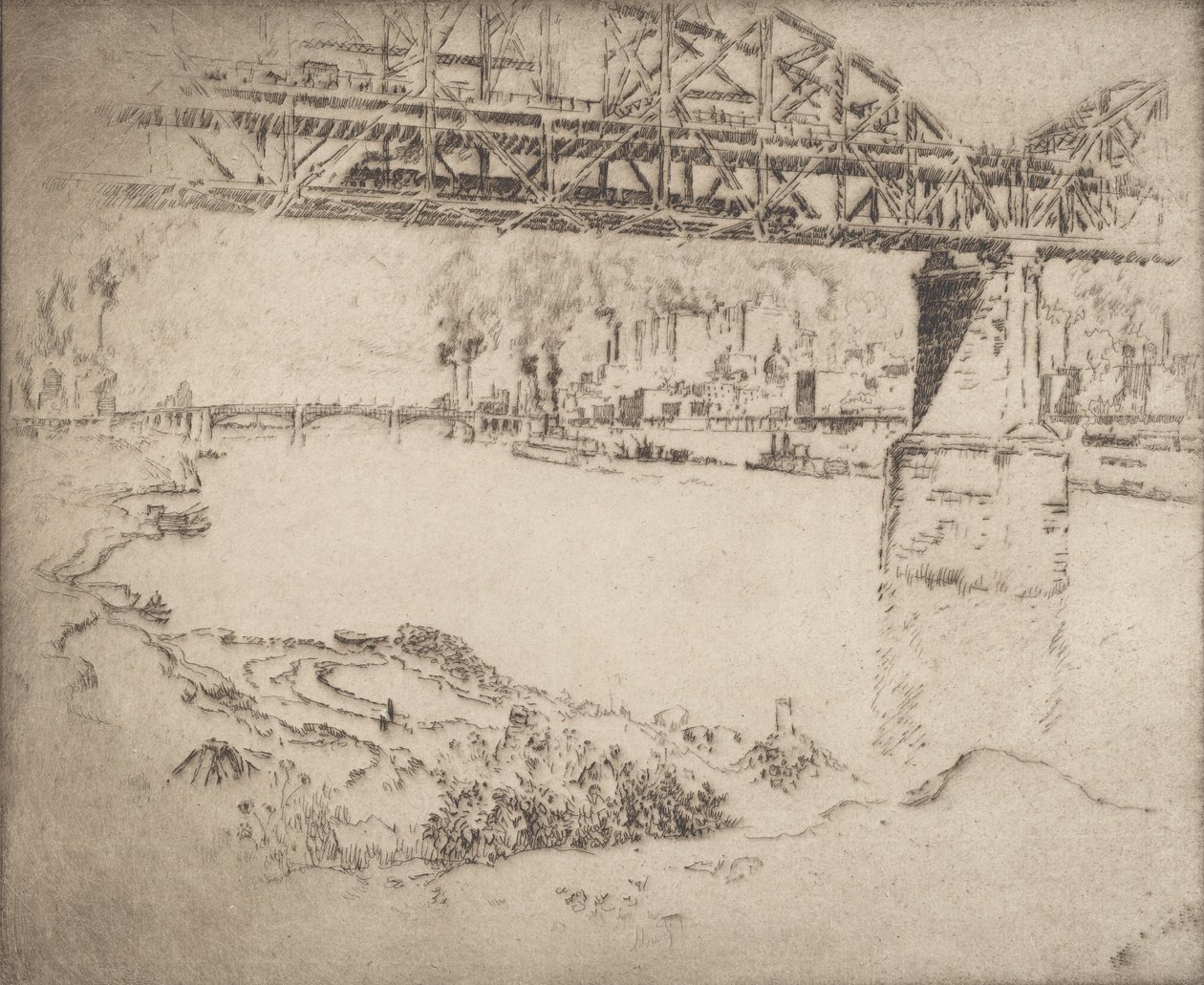 Le pont de la ville, St. Louis - Joseph Pennell