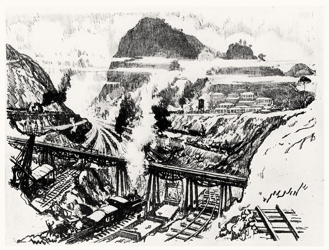 La Coupe à Paraiso, planche XVI de Le Canal de Panama par Joseph Pennell, 1912 - Joseph Pennell