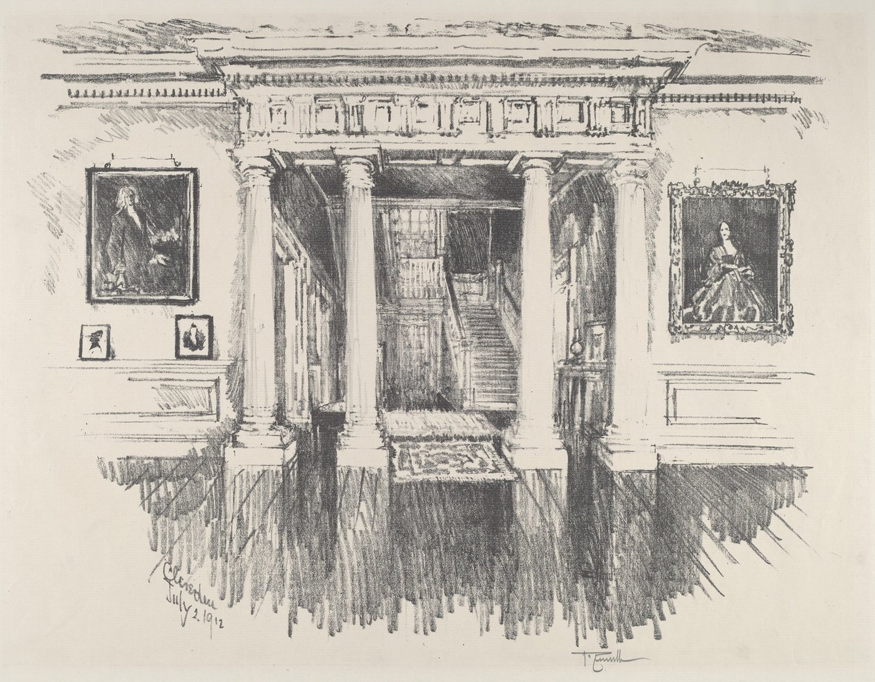 Le Hall à Cliveden, 1912 - Joseph Pennell