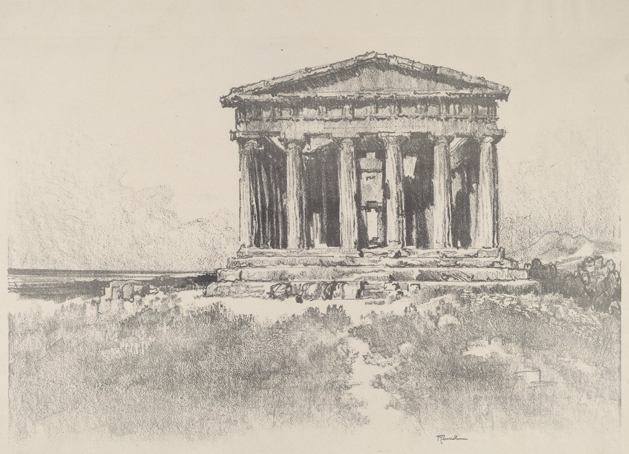 Le Temple près de la mer, Temple de la Concorde, Girgenti - Joseph Pennell