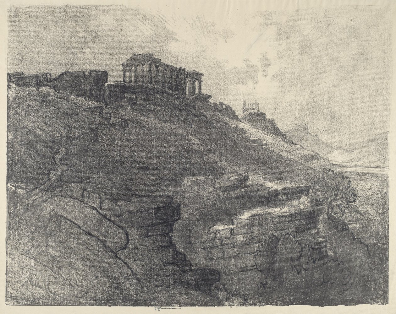 Les Temples sur le mur, Girgenti - Joseph Pennell