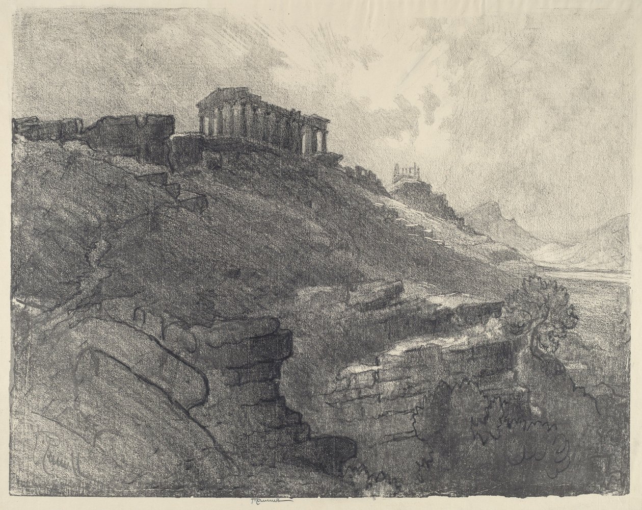 Les temples sur le mur, Girgenti - Joseph Pennell