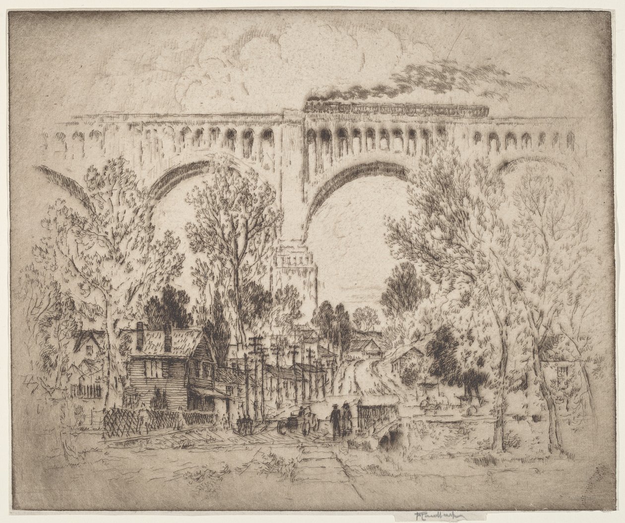 Le viaduc, D., L. & W. à Nicholson, Pa. - Joseph Pennell