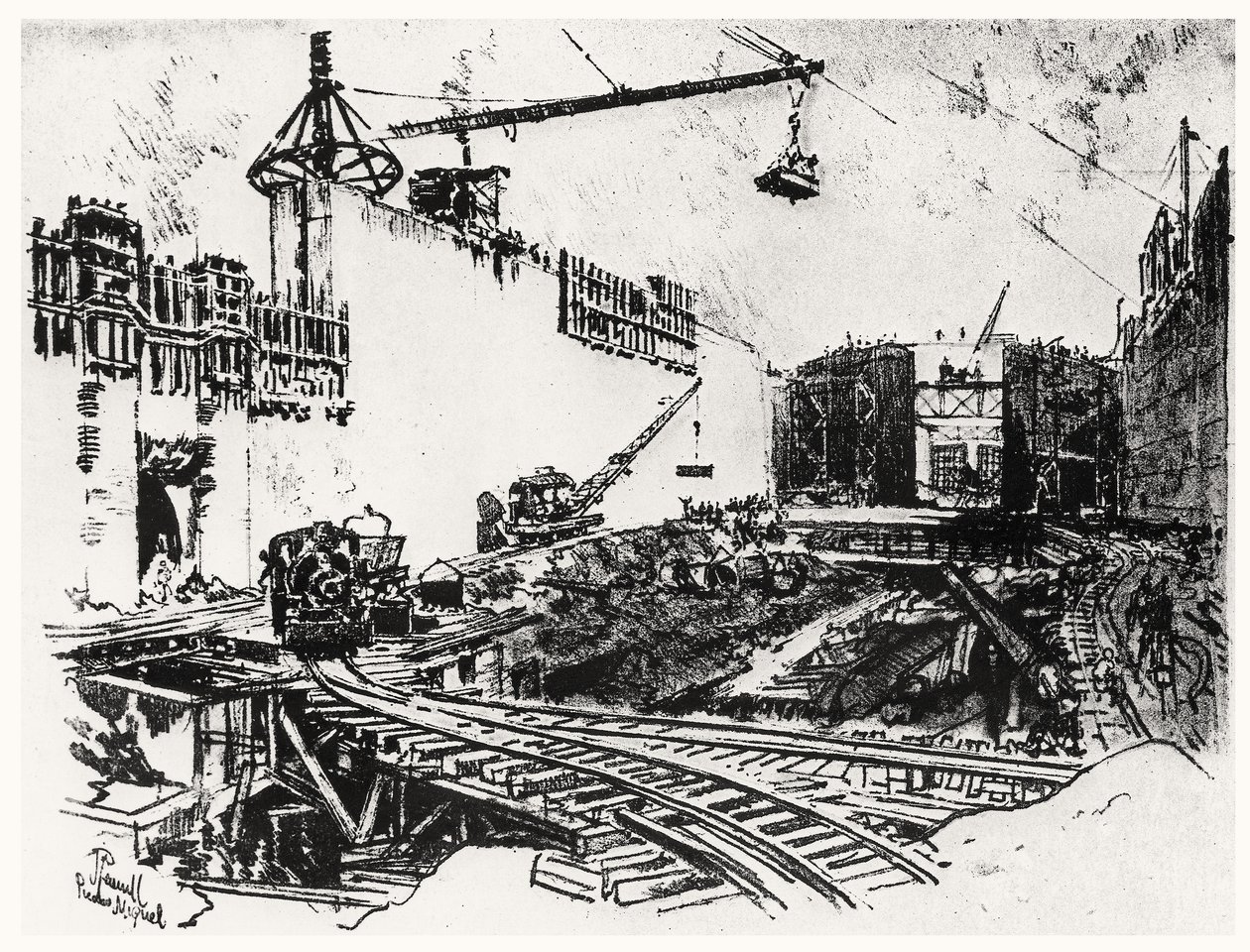 Les murs de Pedron Miguel, planche XX de The Panama Canal par Joseph Pennell, 1912 - Joseph Pennell