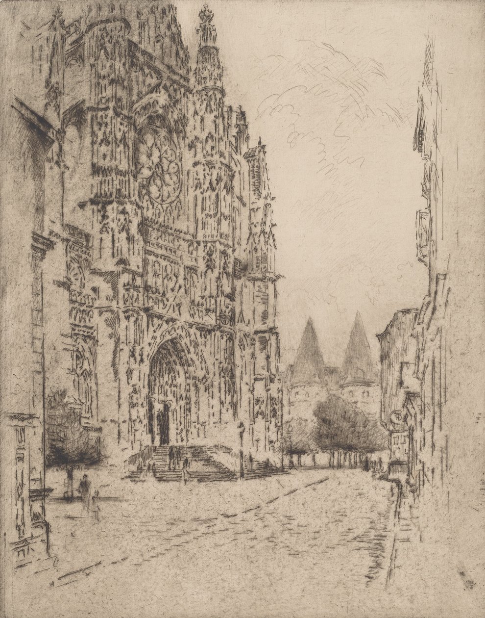 Tours du palais épiscopal, Beauvais, 1907 - Joseph Pennell