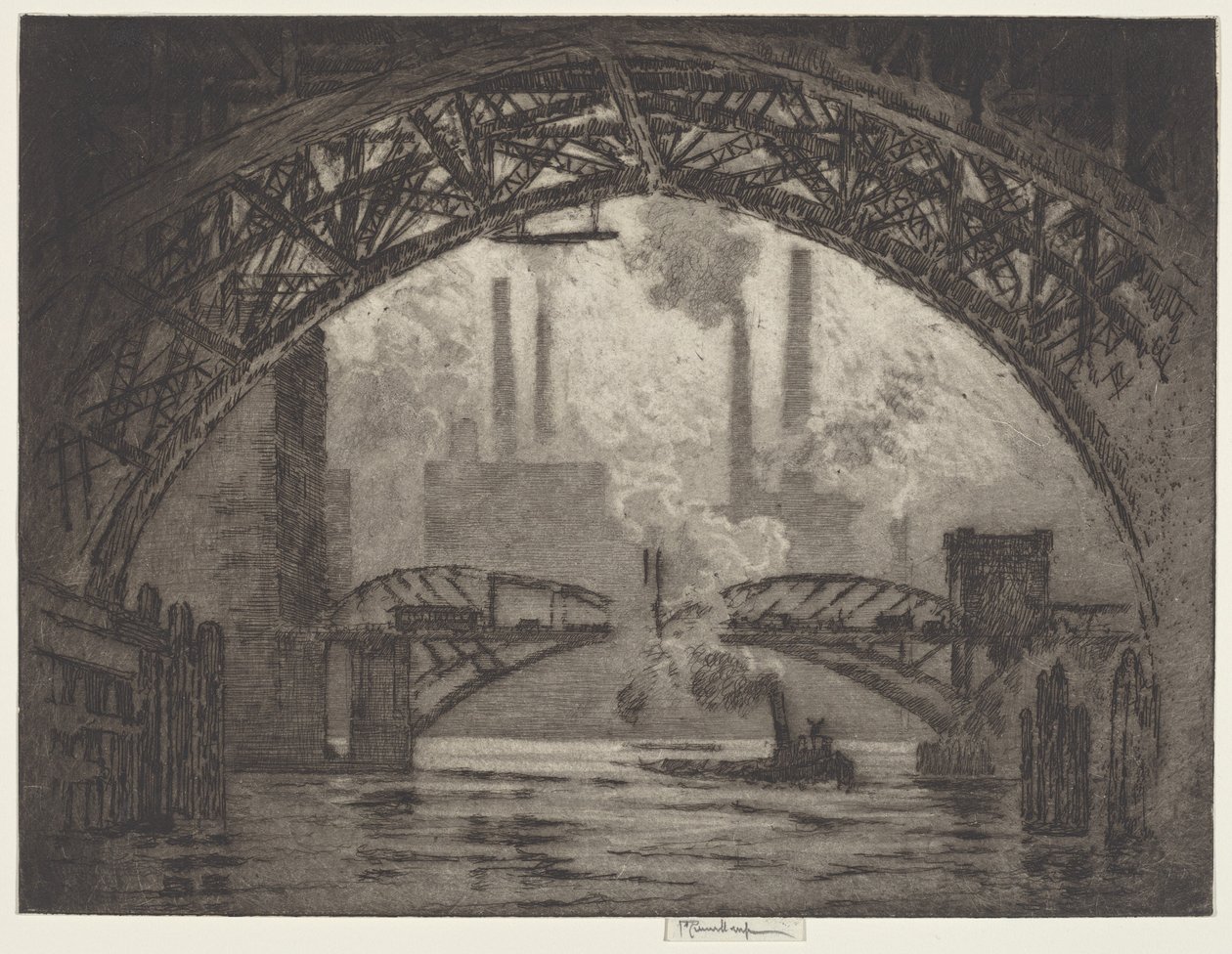 Sous les ponts, Chicago - Joseph Pennell