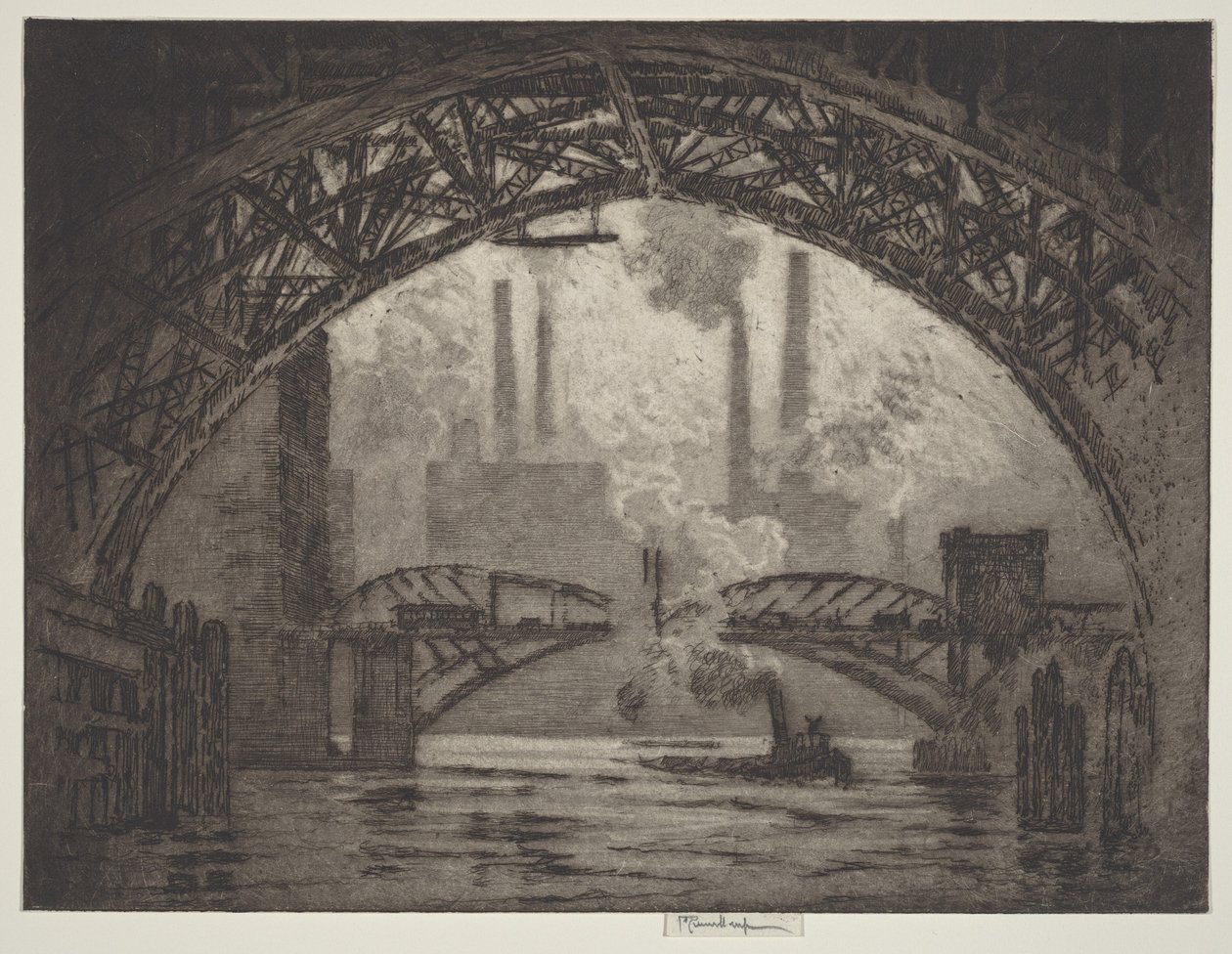 Sous les ponts, Chicago - Joseph Pennell