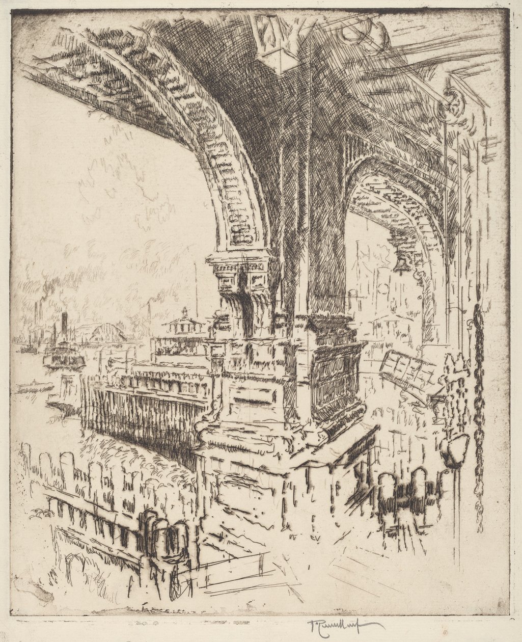 Dans le ferry, rue Cortlandt, New York - Joseph Pennell