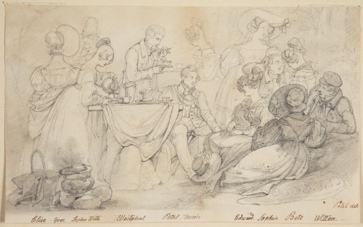 Pique-nique. 12 dames et messieurs en plein air - Joseph Petzl