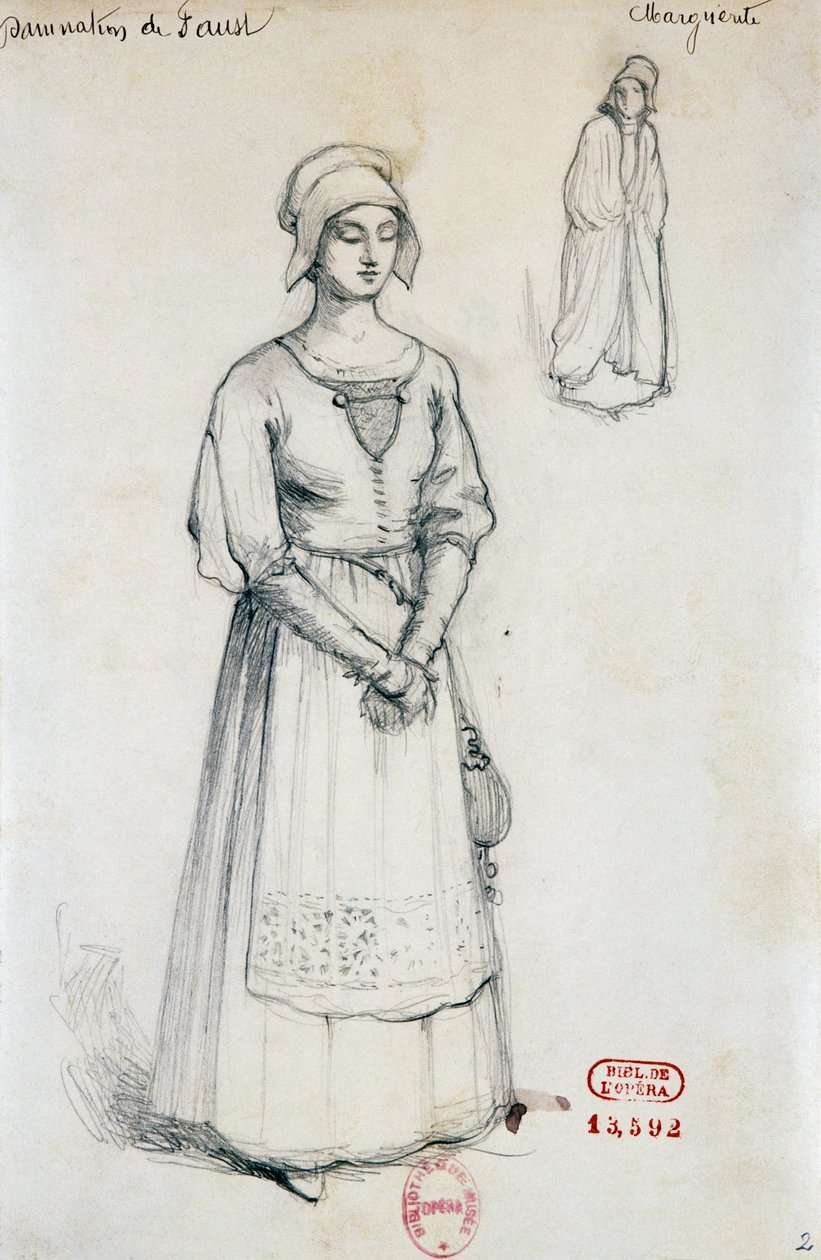 Costume pour le personnage de Marguerite dans La Damnation de Faust par Hector Berlioz, esquisse de Joseph Porphyre Pinchon (1871-1953) - Joseph Porphyre Pinchon