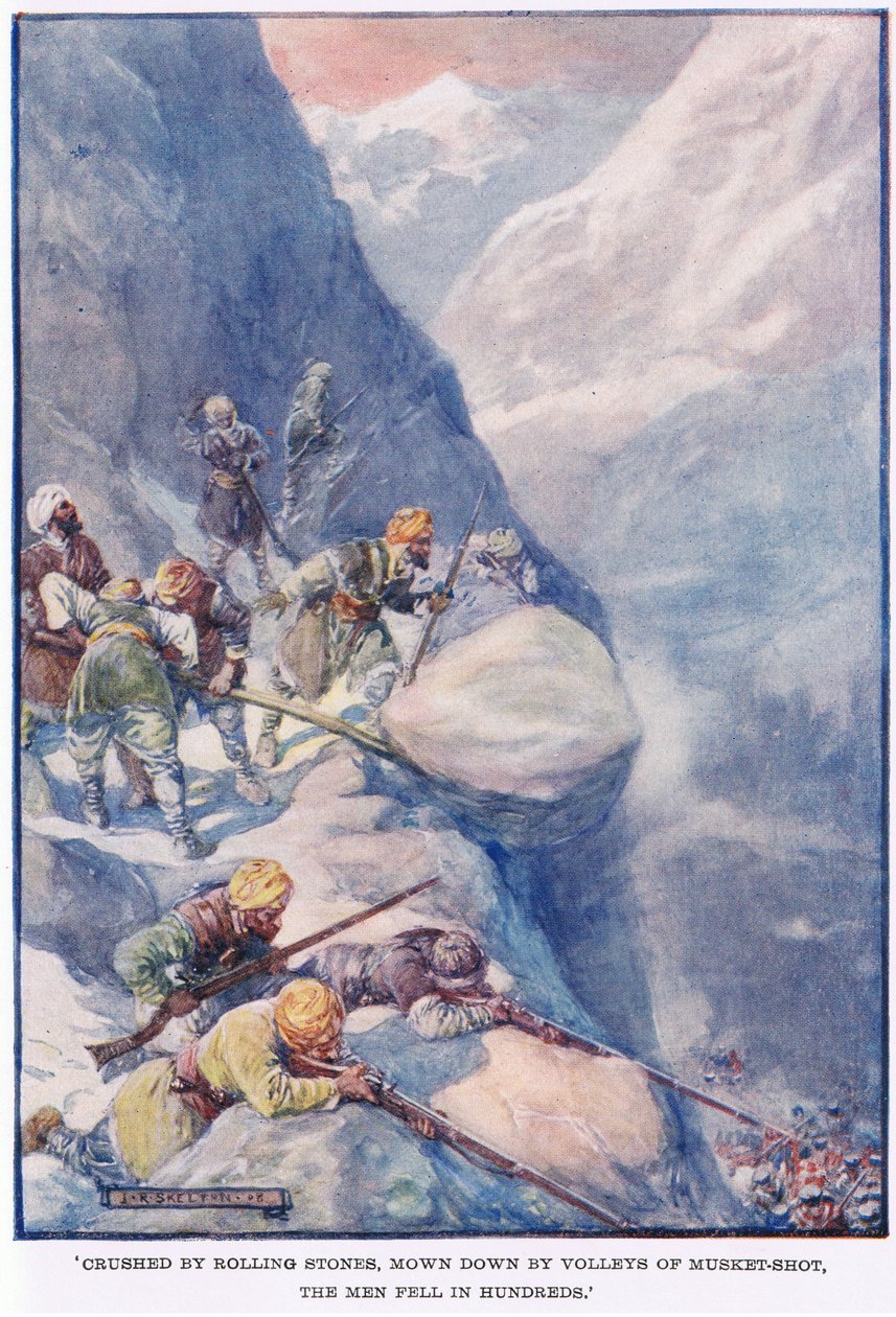 Écrasés par des pierres roulantes, fauchés par des volées de coups de fusil, les hommes tombaient par centaines - Joseph Ratcliffe Skelton