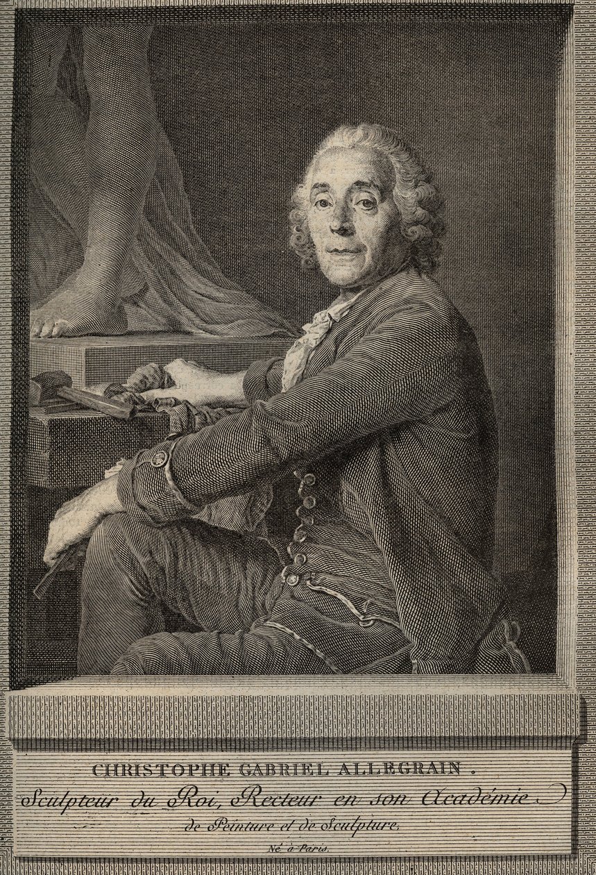 Portrait de Christophe-Gabriel Allegrain (1710-1795) sculpteur français - gravure d