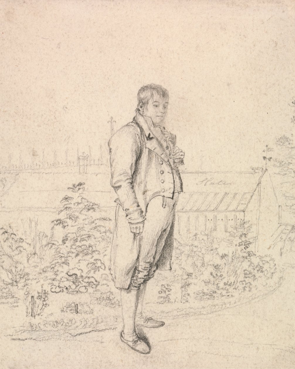 Croquis de Sir Walter Scott dans un jardin - Joseph Slater