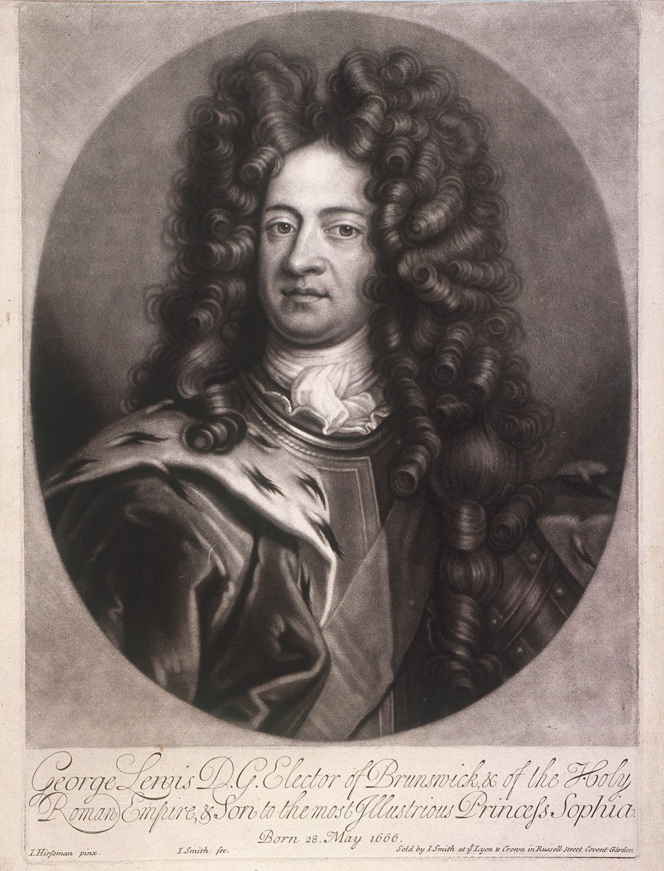 Portrait ovale de George I, roi de Grande-Bretagne, vers 1700 - Joseph Smith