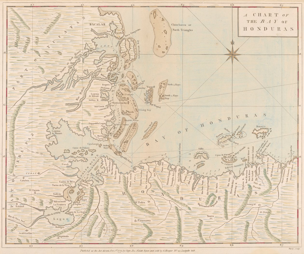 Carte de la baie du Honduras - Joseph Smith Speer