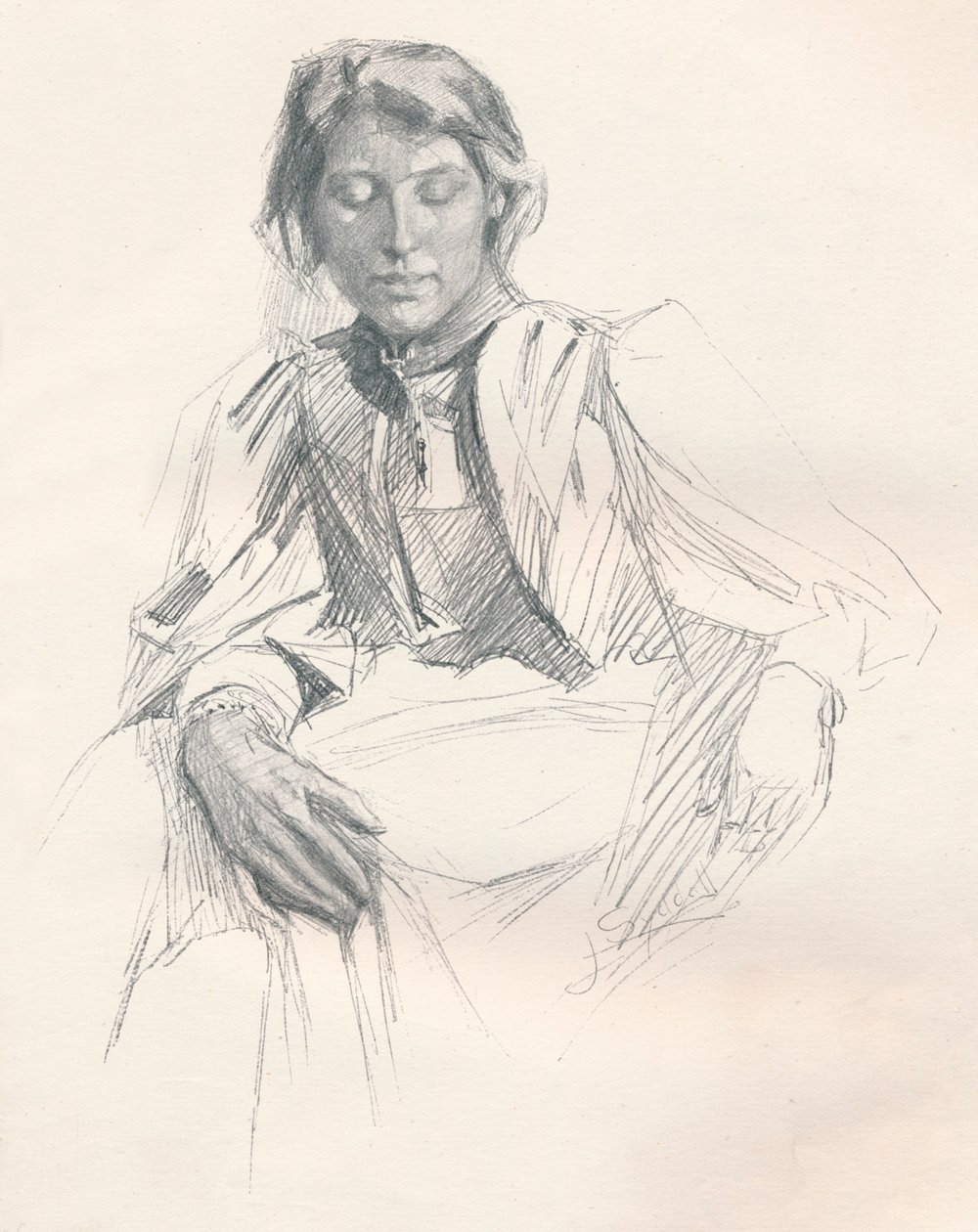 Étude au crayon de plomb, vers 1897 - Joseph Syddall