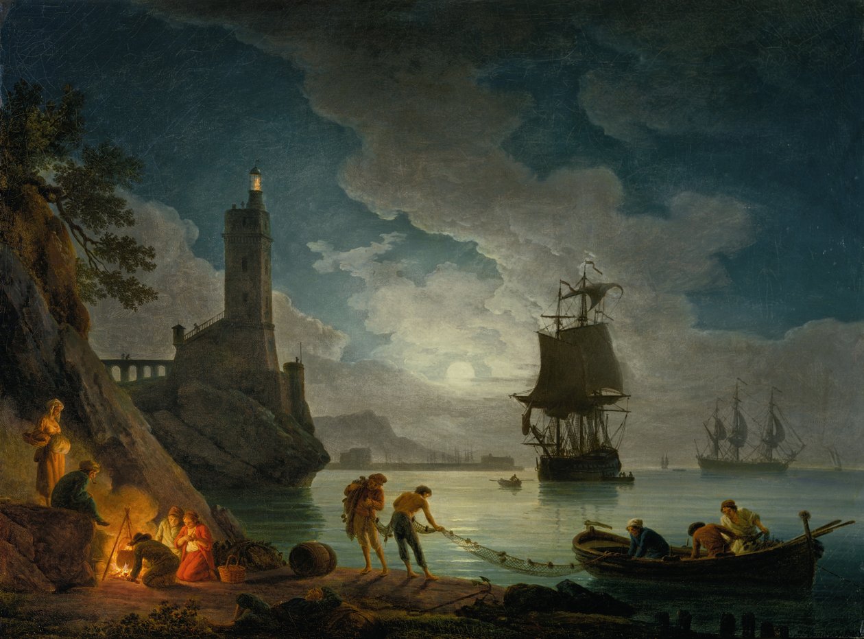 Un port au clair de lune - Claude Joseph Vernet