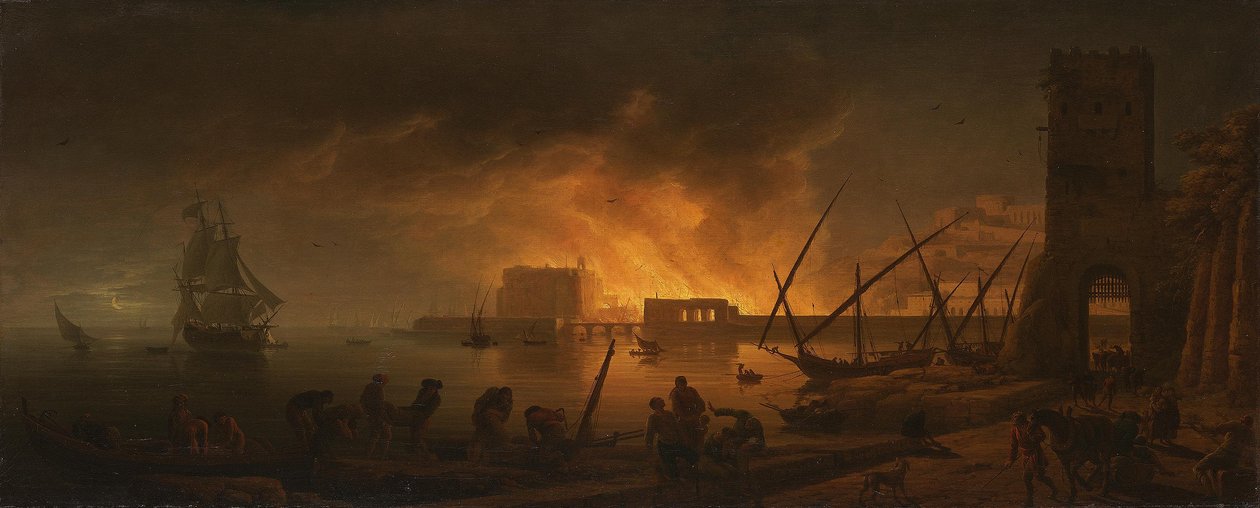 Incendie nocturne dans un port maritime, 1748 - Joseph Vernet