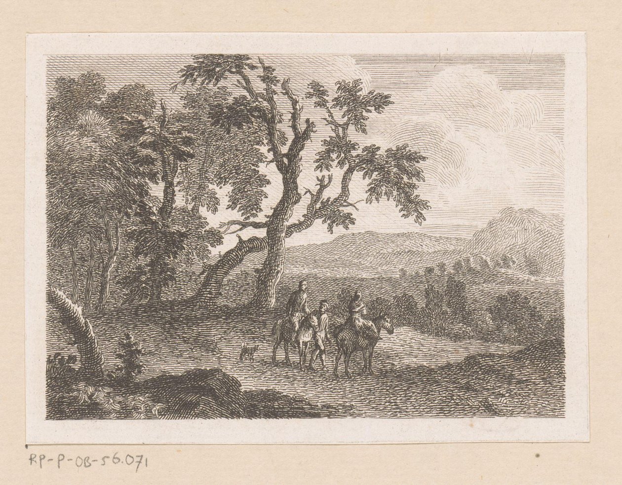 Paysage avec deux cavaliers et un homme à pied - Joseph Wagner (possibly)